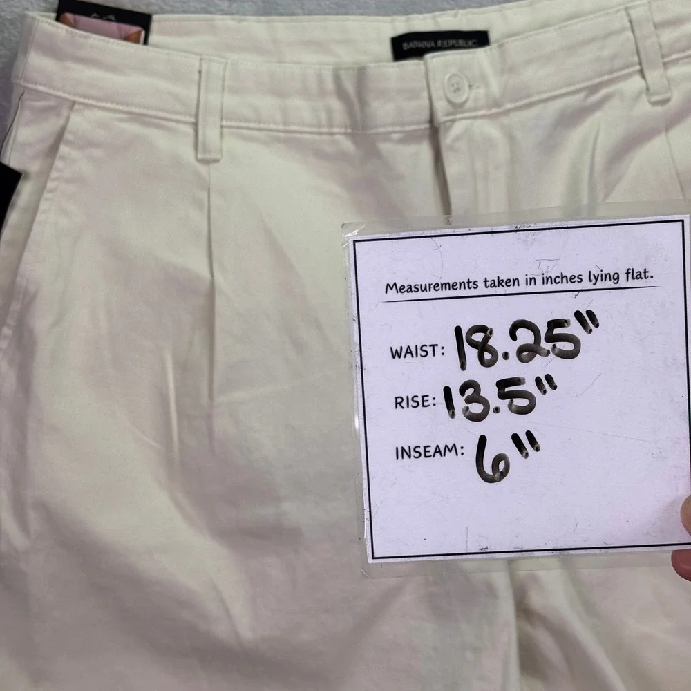 New Banana Republic‎ Women Shorts Sz 16 Tan Pleat Front High Rise Stretch Cotton